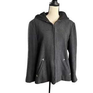 Vintage SM2 Hooded 100% Wool Gray Coat/Jacket. Size Missy Medium.